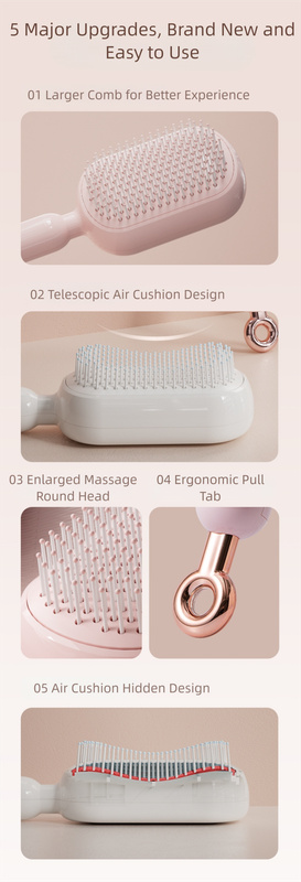 Blue Innovative Self-Cleaning Cushion Hairbrush - Retractable Bristle Detangling & Scalp Massager - Image 7