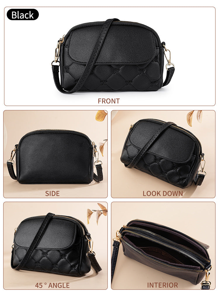 Black Chic Quilted Crossbody Bag - Multi-Compartment PU Leather Shoulder Purse - Image 2