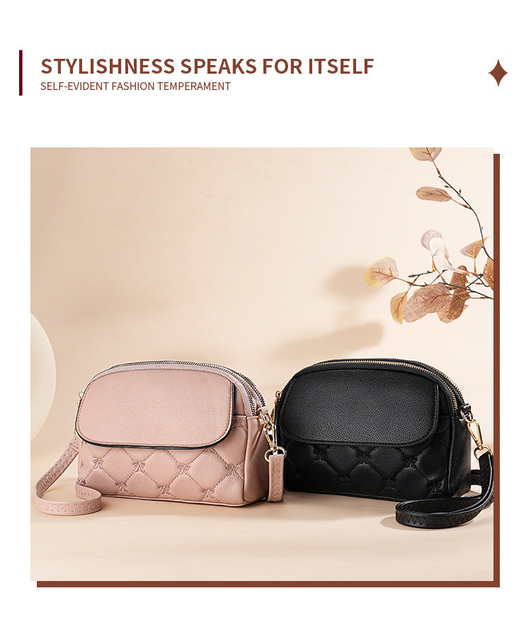 Pink Chic Quilted Crossbody Bag - Multi-Compartment PU Leather Shoulder Purse - Image 4