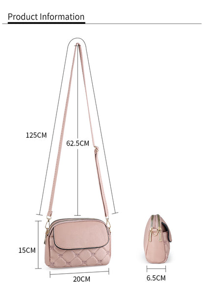 Pink Chic Quilted Crossbody Bag - Multi-Compartment PU Leather Shoulder Purse - Image 5