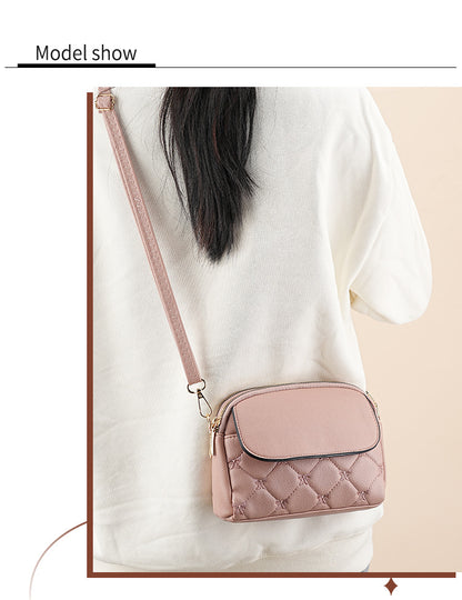Red Chic Quilted Crossbody Bag - Multi-Compartment PU Leather Shoulder Purse - Image 9
