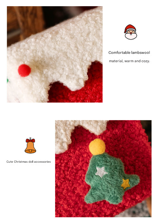 Red and Green Luxe Plush Christmas Gift Box - Decorative Holiday Treat Box with Snowy Trim - Image 6