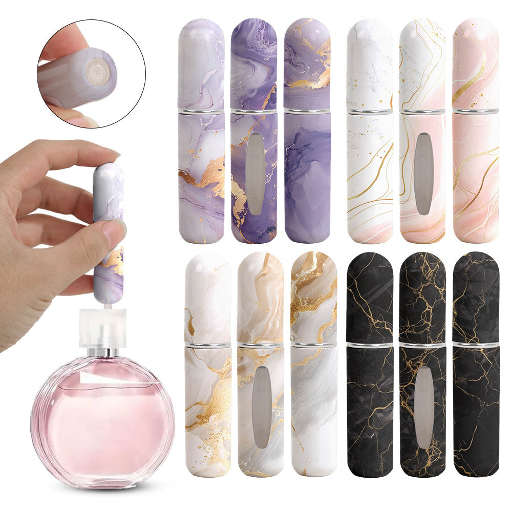 Purple Chic Marble Travel Perfume Atomizer Set (3-Pack) - 5ml Leakproof Bottom-Fill Spray Bottles - Image 2