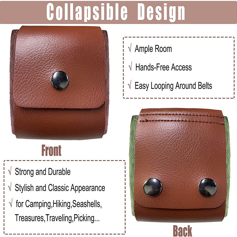 Green Collapsible Canvas Foraging Pouch - Hands-Free Belt Bag for Hiking & Camping Activities - Image 4