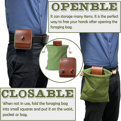 Coffee Collapsible Canvas Foraging Pouch - Hands-Free Belt Bag for Hiking & Camping Activities - Image 5