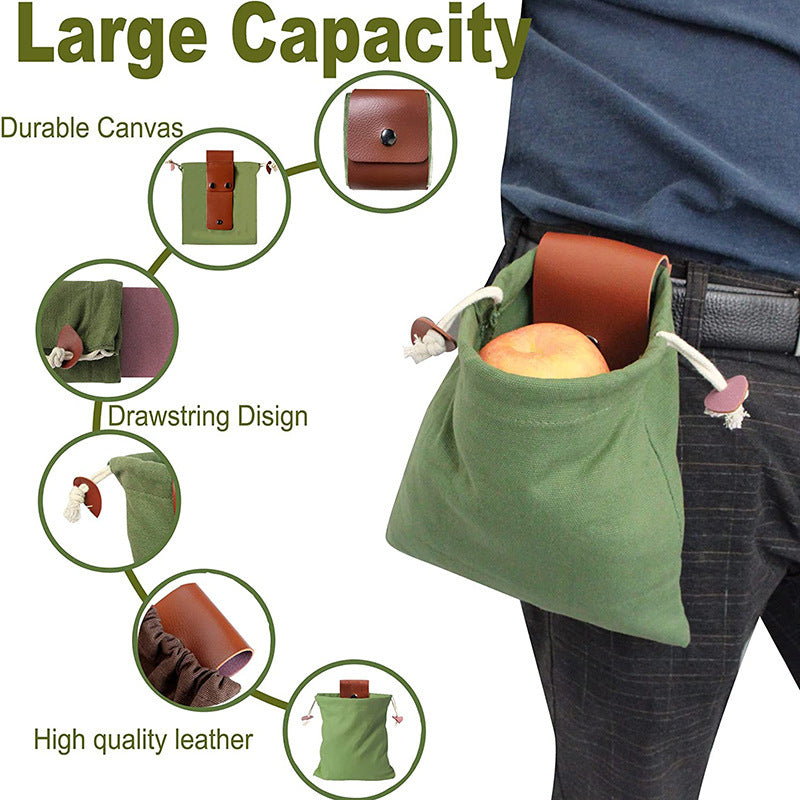 Coffee Collapsible Canvas Foraging Pouch - Hands-Free Belt Bag for Hiking & Camping Activities - Image 6