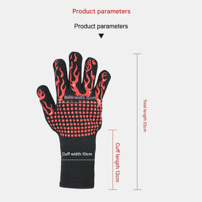 Black Flame Pattern Extreme Heat Resistant BBQ Gloves - 500°C Flame Design Oven Gloves with Non-Slip Silicone Grip - Image 7