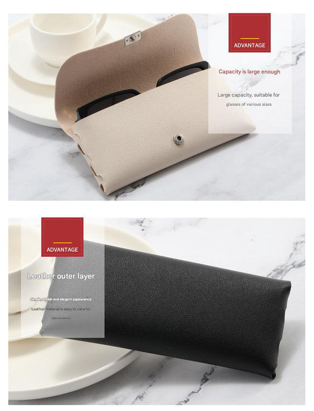 Black Sleek PU Leather Eyeglass Pouch Set (3-Pack) - Slim Protective Case for Sunglasses - Image 3