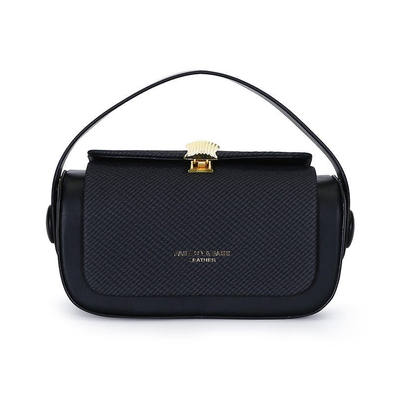 Brown Elegant Top Handle Crossbody Bag - Structured PU Leather Box Purse for Women - Image 5