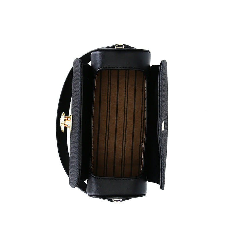 Black Elegant Top Handle Crossbody Bag - Structured PU Leather Box Purse for Women - Image 5