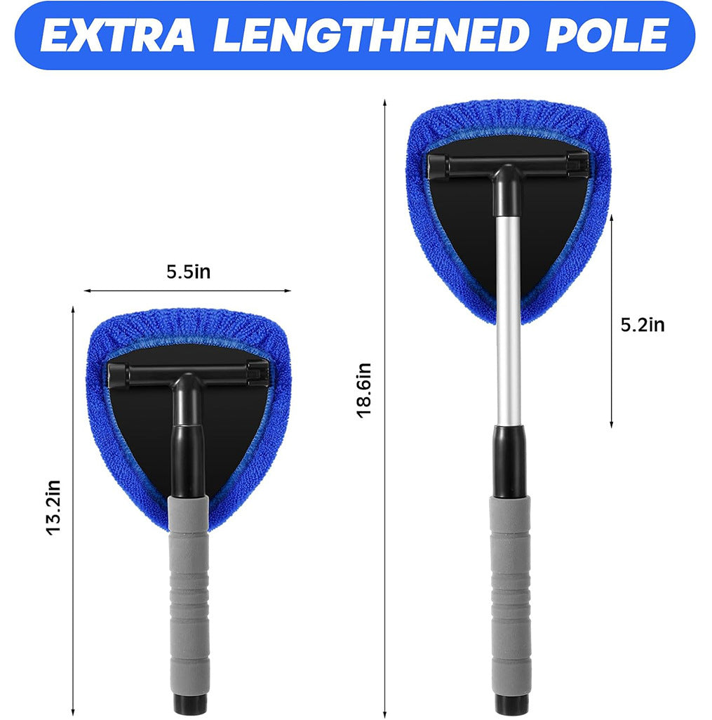 Green Car Windshield Cleaner Tool, Inside with 4 Reusable and Washable Microfiber Pads and Extendable Handle, Moisture Removal Tool - Image 3