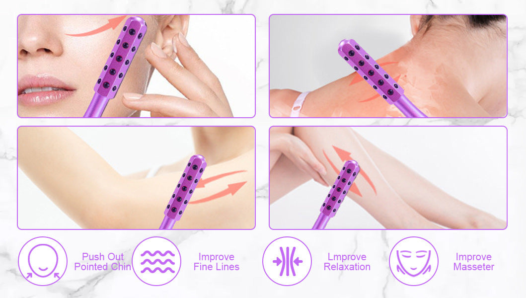 Purple Germanium Stone Facial Roller - Uplifting & Sculpting Beauty Massager for Face and Body - Image 3