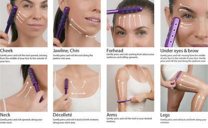 Purple Germanium Stone Facial Roller - Uplifting & Sculpting Beauty Massager for Face and Body - Image 4