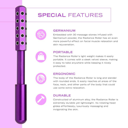 Black Germanium Stone Facial Roller - Uplifting & Sculpting Beauty Massager for Face and Body - Image 2