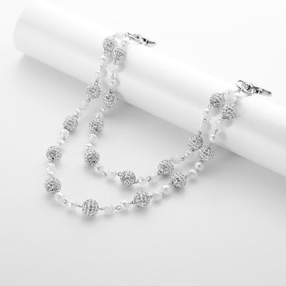 Silver and White Bling Rhinestone Beaded Wallet Chain - Double Layer Hip Hop Trouser Chain Jean Accessory(55g） - Image 3
