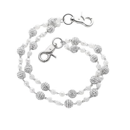 Silver and White Bling Rhinestone Beaded Wallet Chain - Double Layer Hip Hop Trouser Chain Jean Accessory(55g） - Image 4