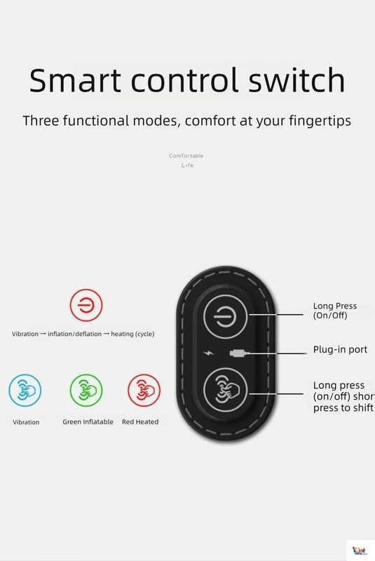 Dark Grey 3-in-1 Heated Back Stretcher with Vibration Massage & Traction Lift — Memory Foam Lumbar Support Cushion for Home Therapy and Pain Relief - Image 5