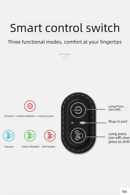 Light Grey 3-in-1 Heated Back Stretcher with Vibration Massage & Traction Lift — Memory Foam Lumbar Support Cushion for Home Therapy and Pain Relief - Image 5