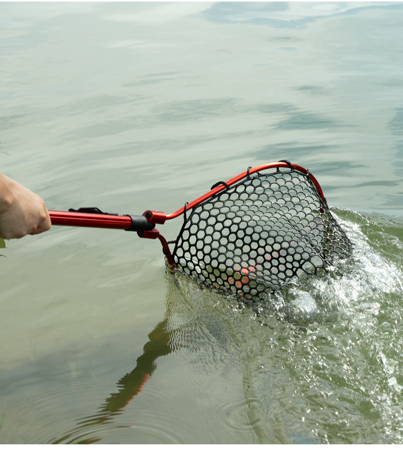 Black High Strength Large Landing Net - Fishing Net with Foldable Handle and Soft Rubber Netting, Dip Net for Fishing, Ideal for Boat, Pier, River Angling - Image 2