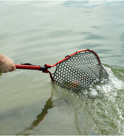 Black High Strength Large Landing Net - Fishing Net with Foldable Handle and Soft Rubber Netting, Dip Net for Fishing, Ideal for Boat, Pier, River Angling - Image 2