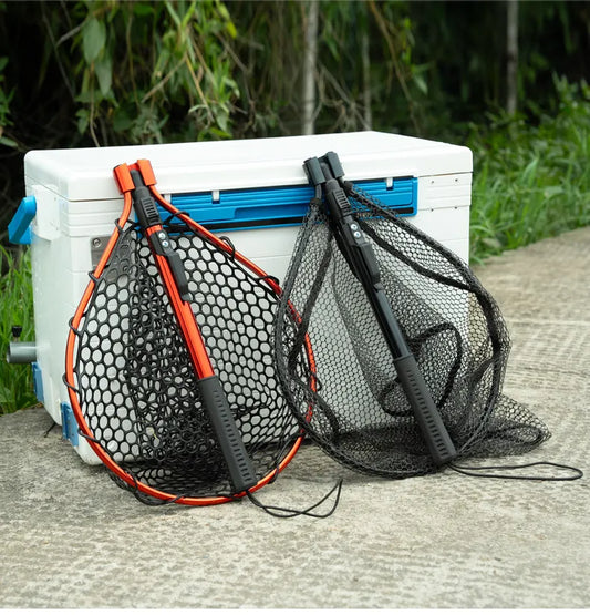 Red High Strength Large Landing Net - Fishing Net with Foldable Handle and Soft Rubber Netting, Dip Net for Fishing, Ideal for Boat, Pier, River Angling - Image 3