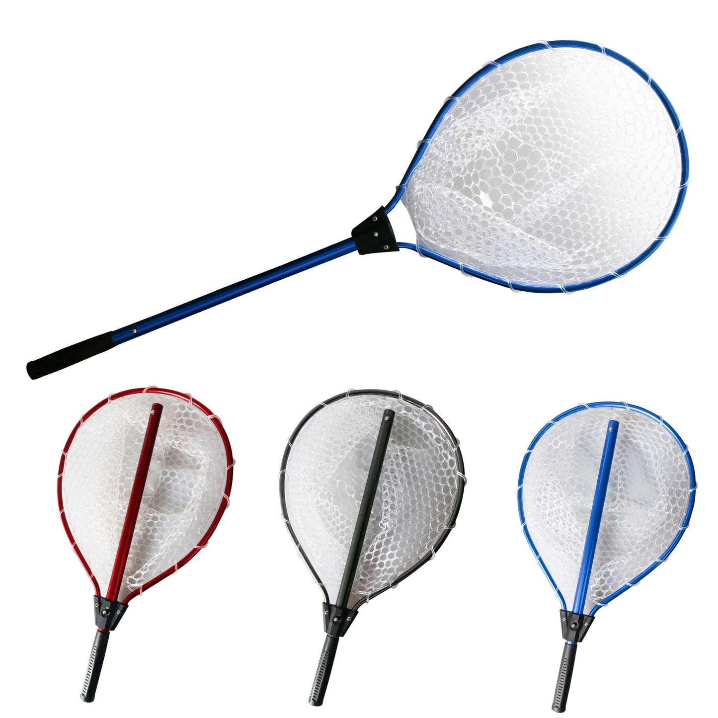 Blue High Strength Large Landing Net - Fishing Net with Long Foldable Handle and Soft Rubber Netting, Dip Net for Fishing, Ideal for Boat, Pier, River Angling - Image 2