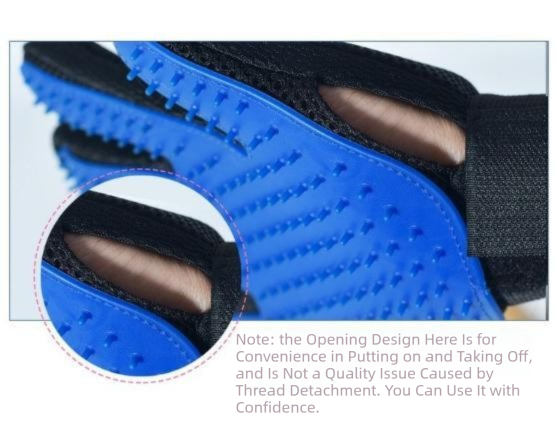3 Pairs Blue Pet Grooming Gloves for Dogs & Cats - Deshedding, Bathing & Massage Brush  - Image 4