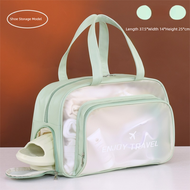 Green Waterproof Wet Dry Separation Travel Bag - Gym, Beach, Swim, Sports Tote with Shoe Compartment(Filming props are not included)
