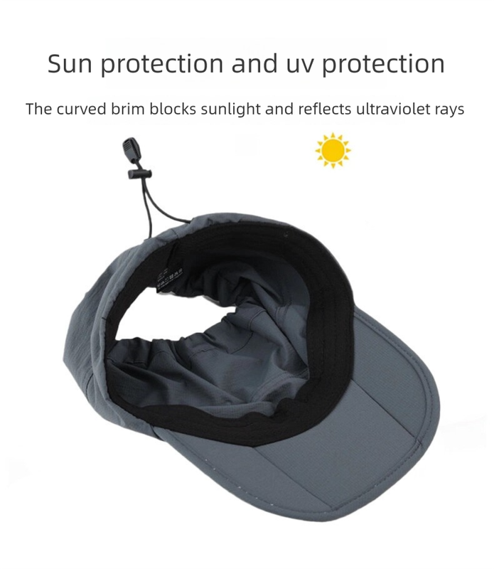 Beige Foldable Packable Visor Cap for Women, Quick Dry Outdoor Running Sport Sun Protection Hat - Image 4