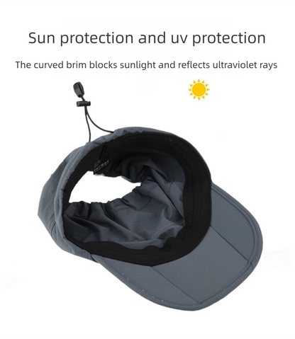 Beige Foldable Packable Visor Cap for Women, Quick Dry Outdoor Running Sport Sun Protection Hat - Image 4