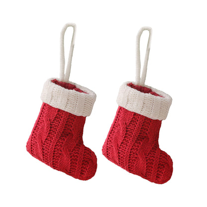 Christmas Decoration Mini Knitted Stockings Cutlery Holders 8 Pack for Home Party Decor(Tableware not included) - Image 2