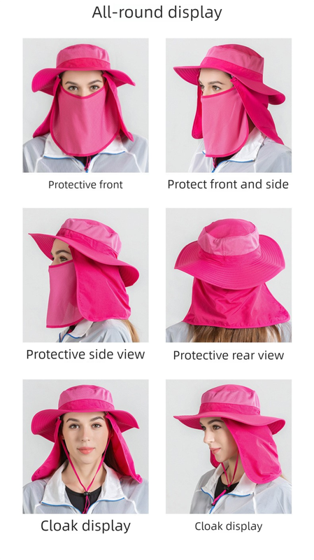Khaki Outdoor Summer Sun Protection Hat with UV Protection Breathable Wide Brim Fisherman Cap for Hiking Cycling Fishing - Image 6