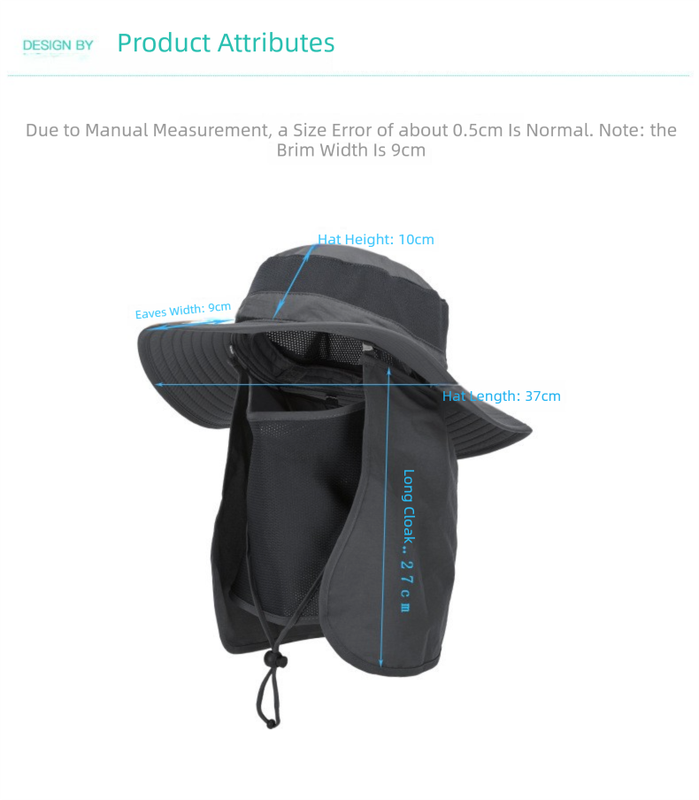 Black Outdoor Summer Sun Protection Hat with UV Protection Breathable Wide Brim Fisherman Cap for Hiking Cycling Fishing - Image 4
