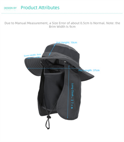 Black Outdoor Summer Sun Protection Hat with UV Protection Breathable Wide Brim Fisherman Cap for Hiking Cycling Fishing - Image 4