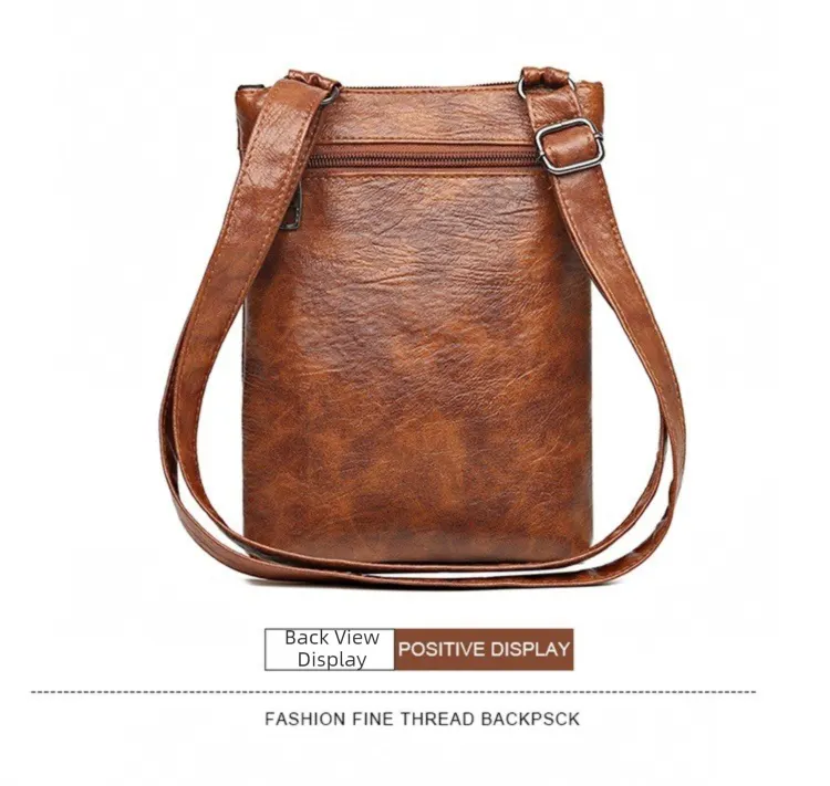 Black Women's Crossbody Bag Soft PU Leather Shoulder Phone Bag Vintage European Style Small Messenger Purse - Image 6