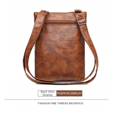 Black Women's Crossbody Bag Soft PU Leather Shoulder Phone Bag Vintage European Style Small Messenger Purse - Image 6