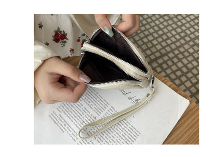 Dark Pink Women's Mini Genuine Leather Coin Purse Double Zipper Organiser Multi-function Wristlet Wallet - Image 7
