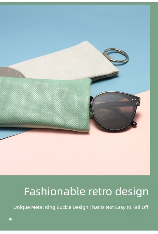 2 Pcs Green Portable Eyeglasses Pouch with Keychain Snake Skin Pattern Soft Sunglasses Bag Fashion Myopia Glasses Case - Image 5