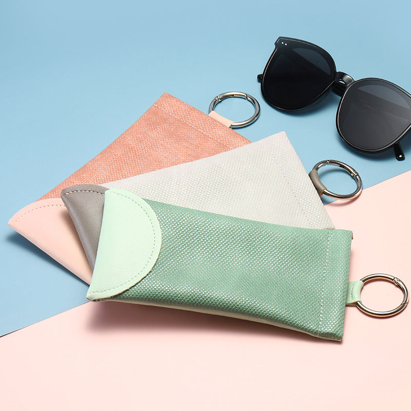 2 Pcs Pink Portable Eyeglasses Pouch with Keychain Snake Skin Pattern Soft Sunglasses Bag Fashion Myopia Glasses Case - Image 2