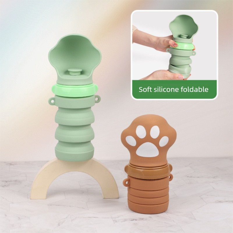 Green Portable Collapsible Pet Water Bottle for Dogs Outdoor Travel Drinking Dispenser Silicone Pet Water Cup - Image 3