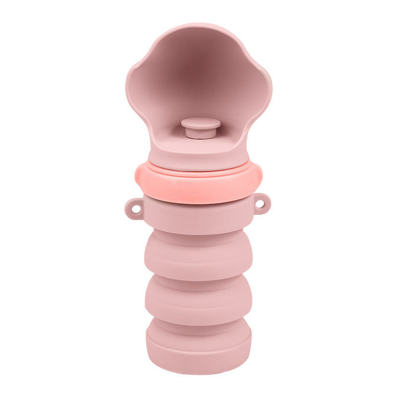 Pink Portable Collapsible Pet Water Bottle for Dogs Outdoor Travel Drinking Dispenser Silicone Pet Water Cup