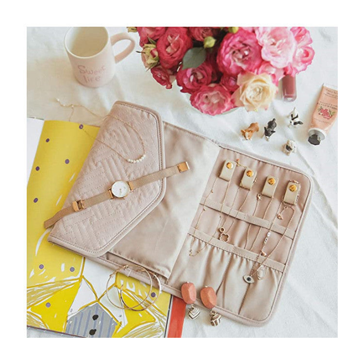 Black Portable Jewelry Roll Bag Travel Organiser High-End Delicate Accessories Necklace Earring Ring Storage(Jewelry is not included) - Image 4