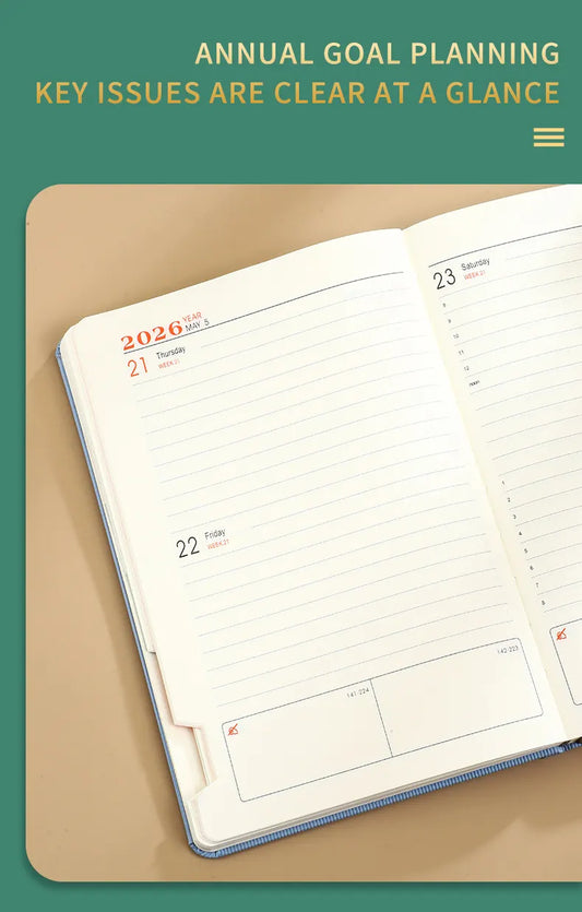 Red 2026 A5 English Daily Planner Notebook 365-Day Schedule Book for Monthly & Annual Planning - Image 4