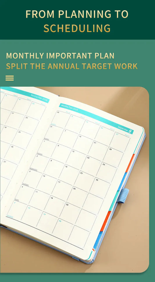 Blue 2026 A5 English Daily Planner Notebook 365-Day Schedule Book for Monthly & Annual Planning - Image 3