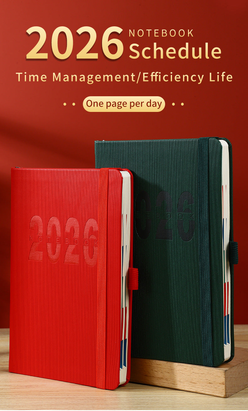 Green 2026 A5 English Daily Planner Notebook 365-Day Schedule Book for Monthly & Annual Planning - Image 2