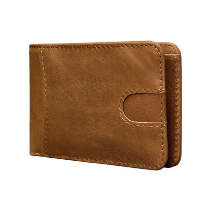 Coffee Men's Genuine Leather Wallet Vintage Casual Short Bi-fold Cowhide Money Clip Card Holder - Image 3