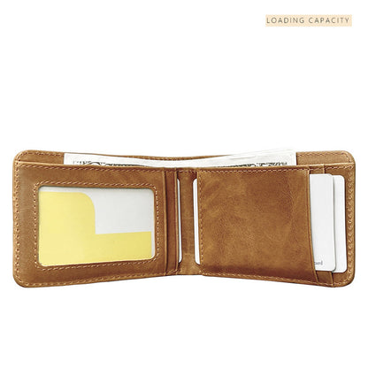 Green Men's Genuine Leather Wallet Vintage Casual Short Bi-fold Cowhide Money Clip Card Holder - Image 5