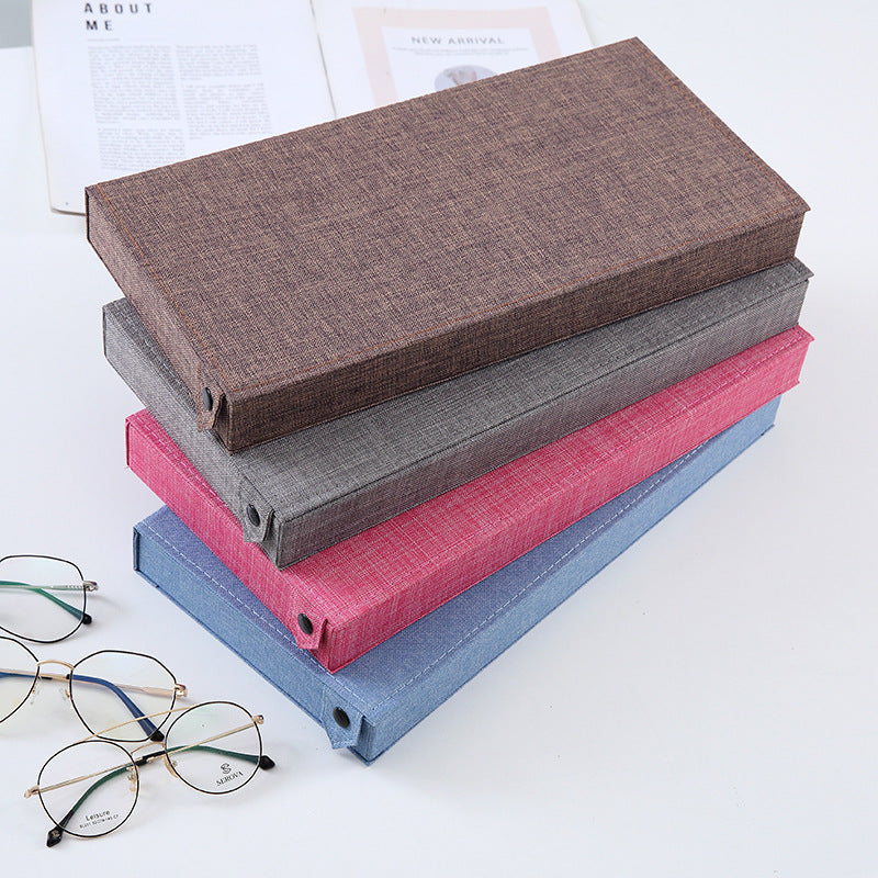 Blue Multi-Compartment Glasses Storage Box Dust-proof Fabric Eyewear Display Organiser with Snap Closure - Image 2
