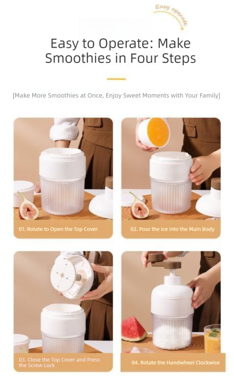 Manual Ice Shaver Machine Portable Hand-Crank Snow Cone Maker for Home Use with 2 Ice Cube Molds - Image 4