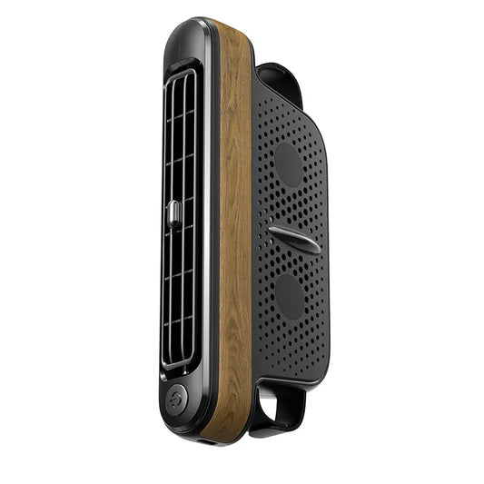 Black and Wood grain pattern Car Seat Back Headrest Fan USB Powered Dual Turbine Bladeless Cooling Fan with 3 Speeds